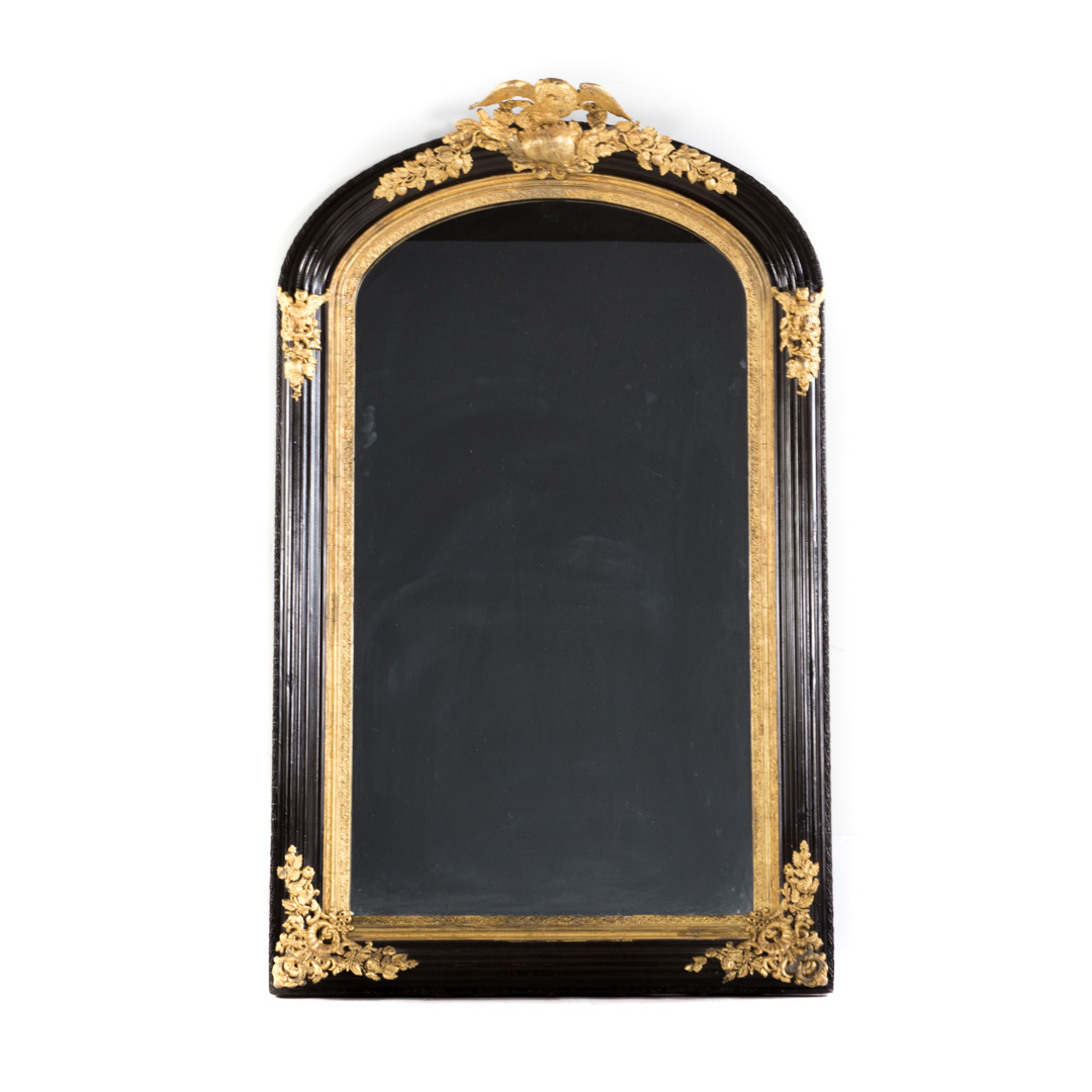 Appraisal: Rococo Revival painted gilt mirror circa arched frame with eagle