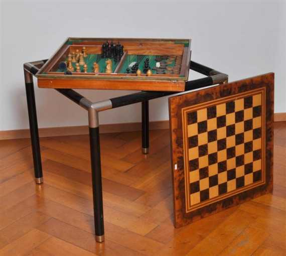 Appraisal: ITALIAN GAME TABLE Circa Partially lacquered metal wood and felt