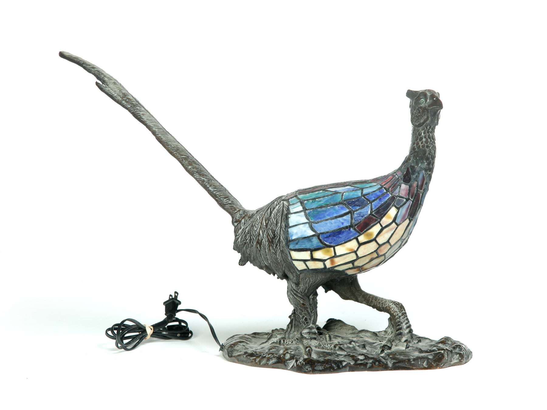 Appraisal: AMERICAN BRONZE PHEASANT LAMP Second half- th century Pheasant with