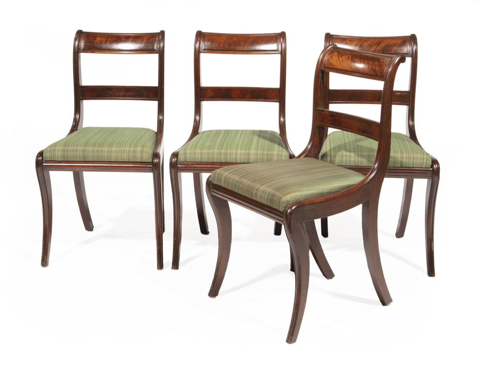 Appraisal: Four American Classical Mahogany Side Chairs early th c paneled