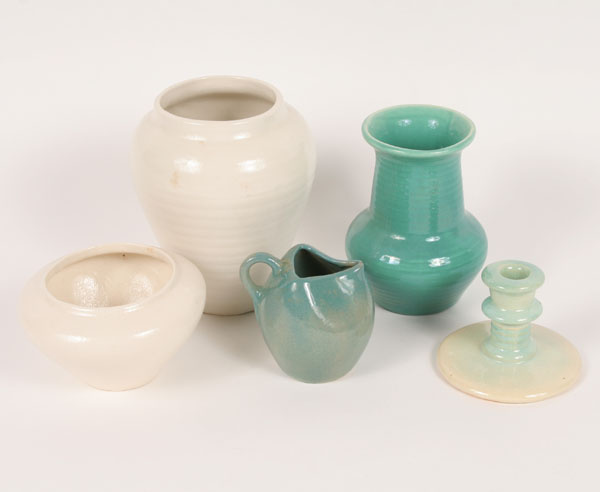 Appraisal: Lot of pieces Muncie Art Pottery with white and green