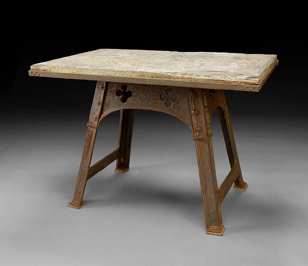 Appraisal: A cast iron and marble table after Gustave Eiffellate th