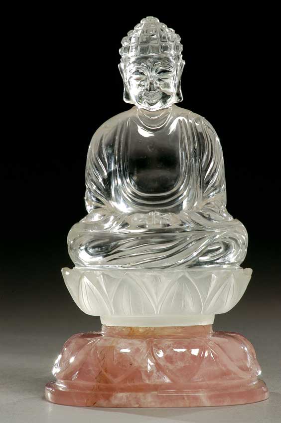 Appraisal: ROCK CRYSTAL BUDDHA Chinese carved rock crystal model of Buddha