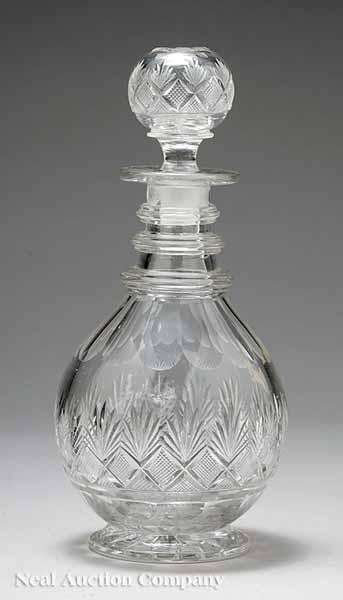 Appraisal: An American Mold Blown and Cut Clear Glass Stoppered Decanter