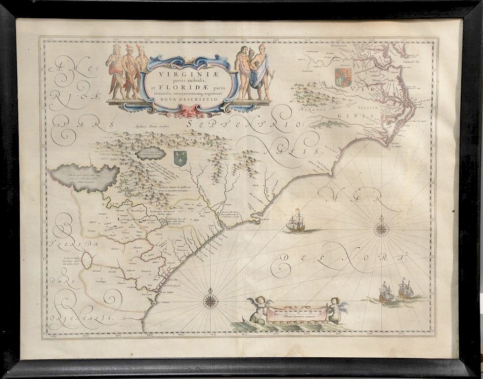 Appraisal: Willem Janszoon Blaeu hand colored engraved map Virginia Part is