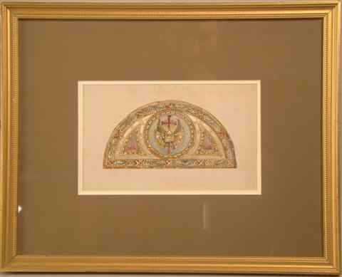 Appraisal: HOLLIS AMERICAN TH CENTURY ARCHITECTURAL DRAWING watercolor x in Framed