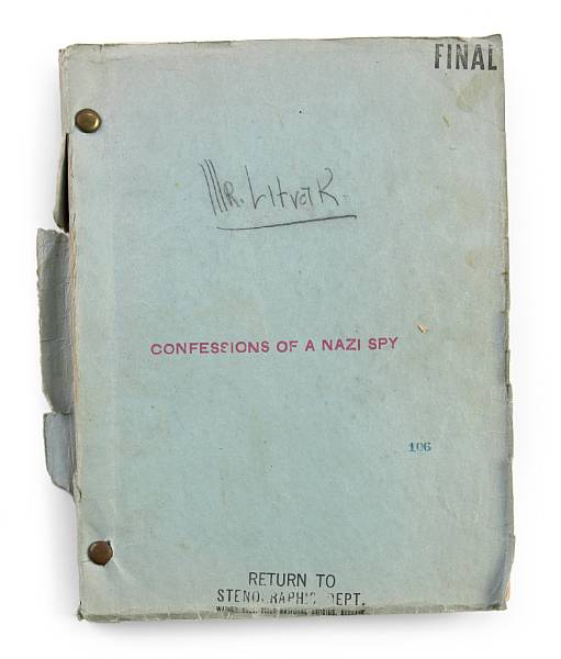 Appraisal: An Anatole Litvak-used script from Confessions of a Nazi Spy