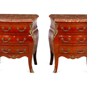 Appraisal: A Pair of Louis XV Style Gilt Metal Mounted Marble-Top