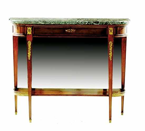 Appraisal: Louis XVI style marbletop mahogany console table Paris circa shaped