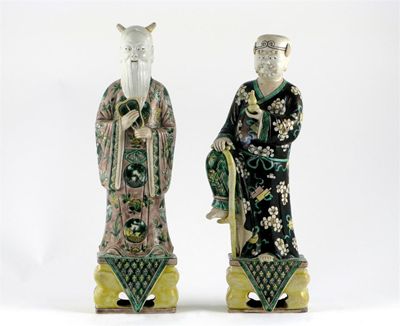 Appraisal: Two Chinese famille verte figures of sages one holding a