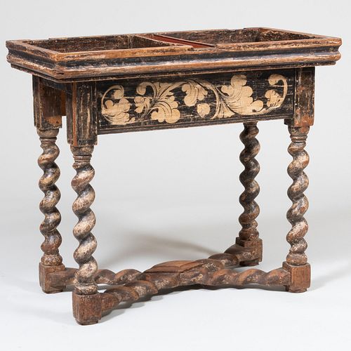 Appraisal: CONTINENTAL BAROQUE STYLE PAINTED GAMES TABLE x x in Condition