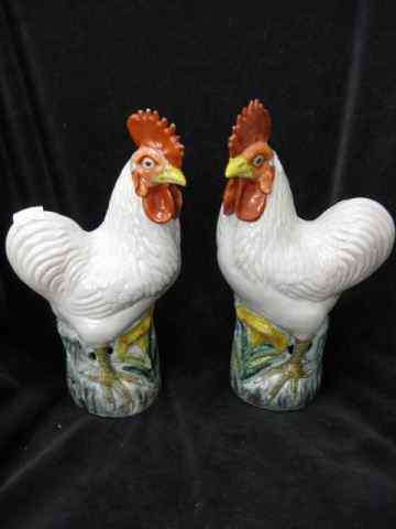 Appraisal: Pair of Chinese Porcelain Figurines ofRoosters '' tall signed