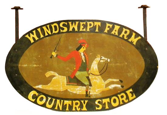 Appraisal: Trade sign Windswept Farm Country Store oversized oval sign on