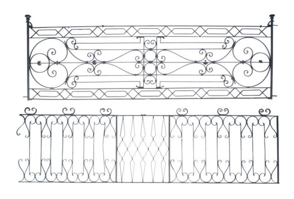 Appraisal: lot of Architectural wrought iron railings assembled early th c