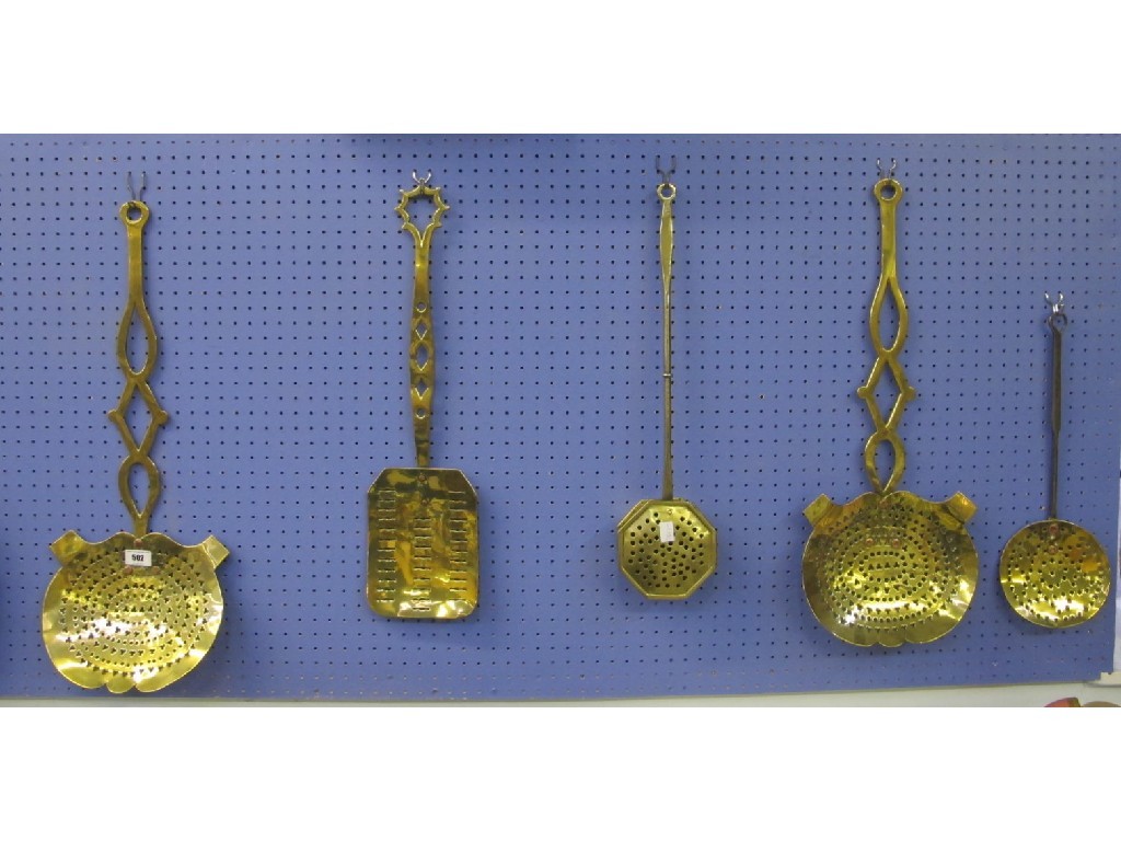 Appraisal: Pair of th th century brass skillets two others and