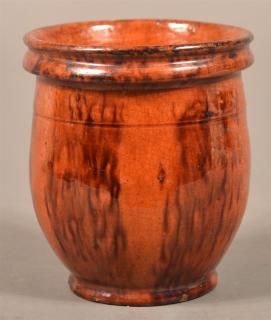 Appraisal: Pennsylvania th Century Redware storage Jar Mottle glazed decoration -