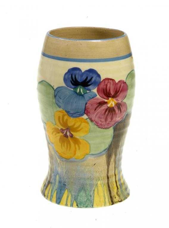 Appraisal: CLARICE CLIFF AN A J WILKINSON PANSIES VASE cm h