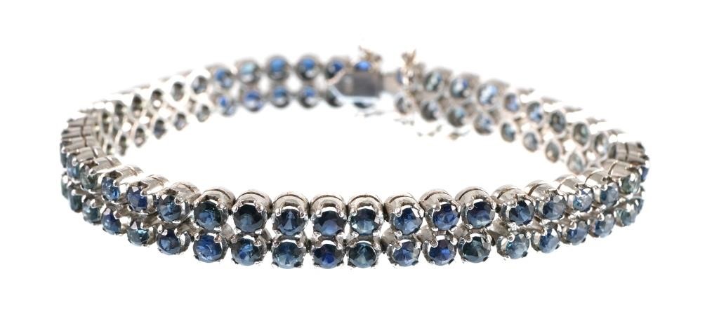 Appraisal: K WHITE GOLD SAPPHIRE BRACELET K white gold bracelet contains