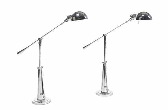 Appraisal: A Pair of Modernist Chrome Cantilever Floor Lamps having a