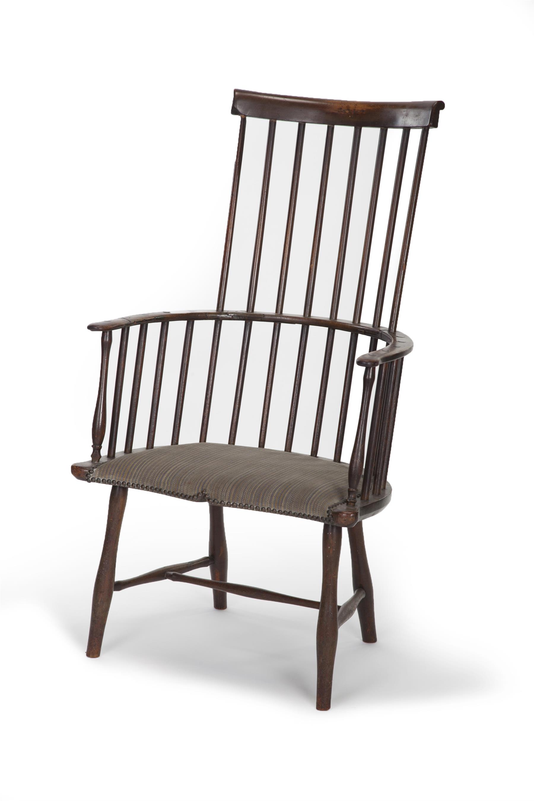 Appraisal: AMERICAN WINDSOR ARMCHAIR Nineteenth century mixed woods including chestnut Turned