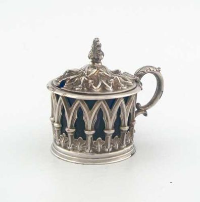 Appraisal: An early Victorian Gothic Revival mustard pot with an embossed