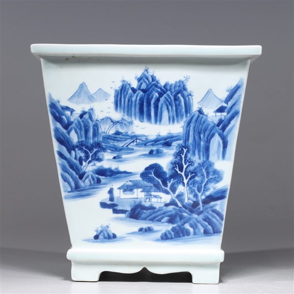 Appraisal: Chinese blue and white porcelain planter with landscape designs to