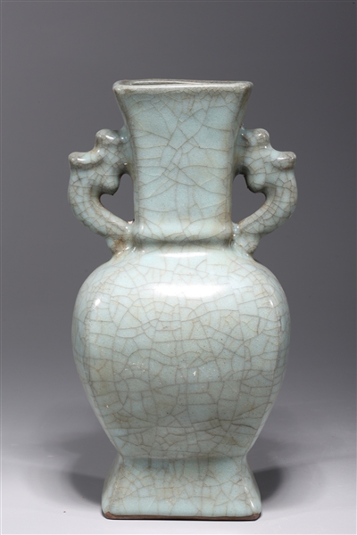 Appraisal: Chinese crackle glazed celadon vase with molded handles to neck