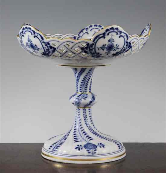 Appraisal: A Meissen onion pattern comport early th century the top