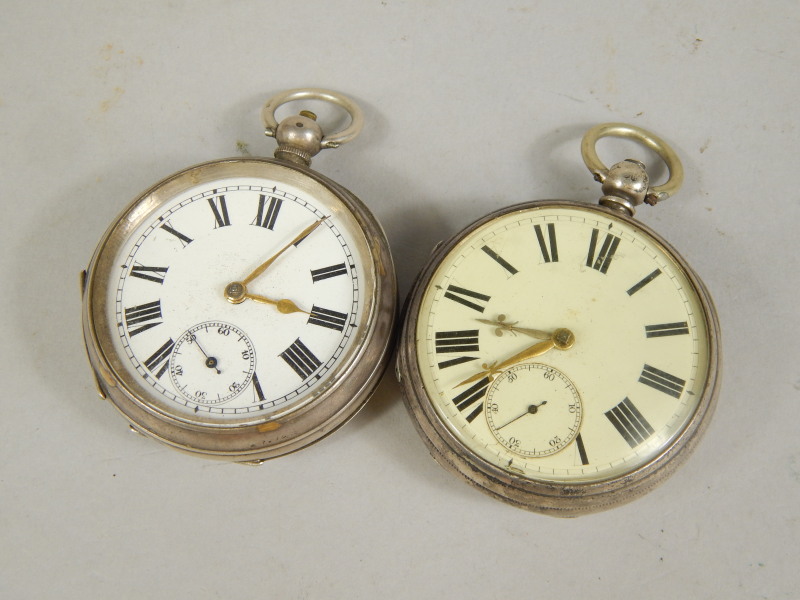 Appraisal: A Victorian silver open faced pocket watch with cm Roman