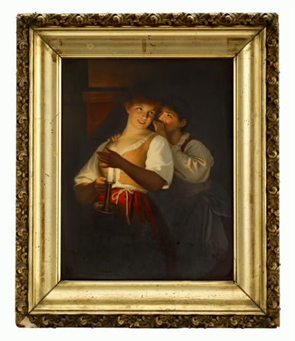 Appraisal: KPM porcelain plaque the secret The rectangular plaque depicting a