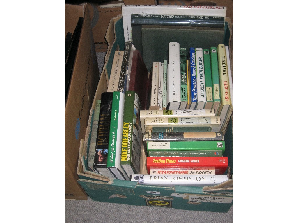 Appraisal: Box of books on the subject of cricket