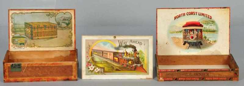 Appraisal: Lot of Train-Related Cigar Boxes Description All are rare Includes