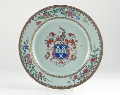 Appraisal: A Chinese famille rose armorial plate decorated in the centre