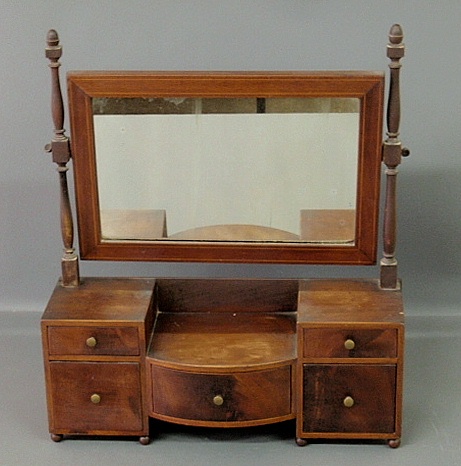 Appraisal: - Sheraton style inlaid mahogany shaving stand h x w