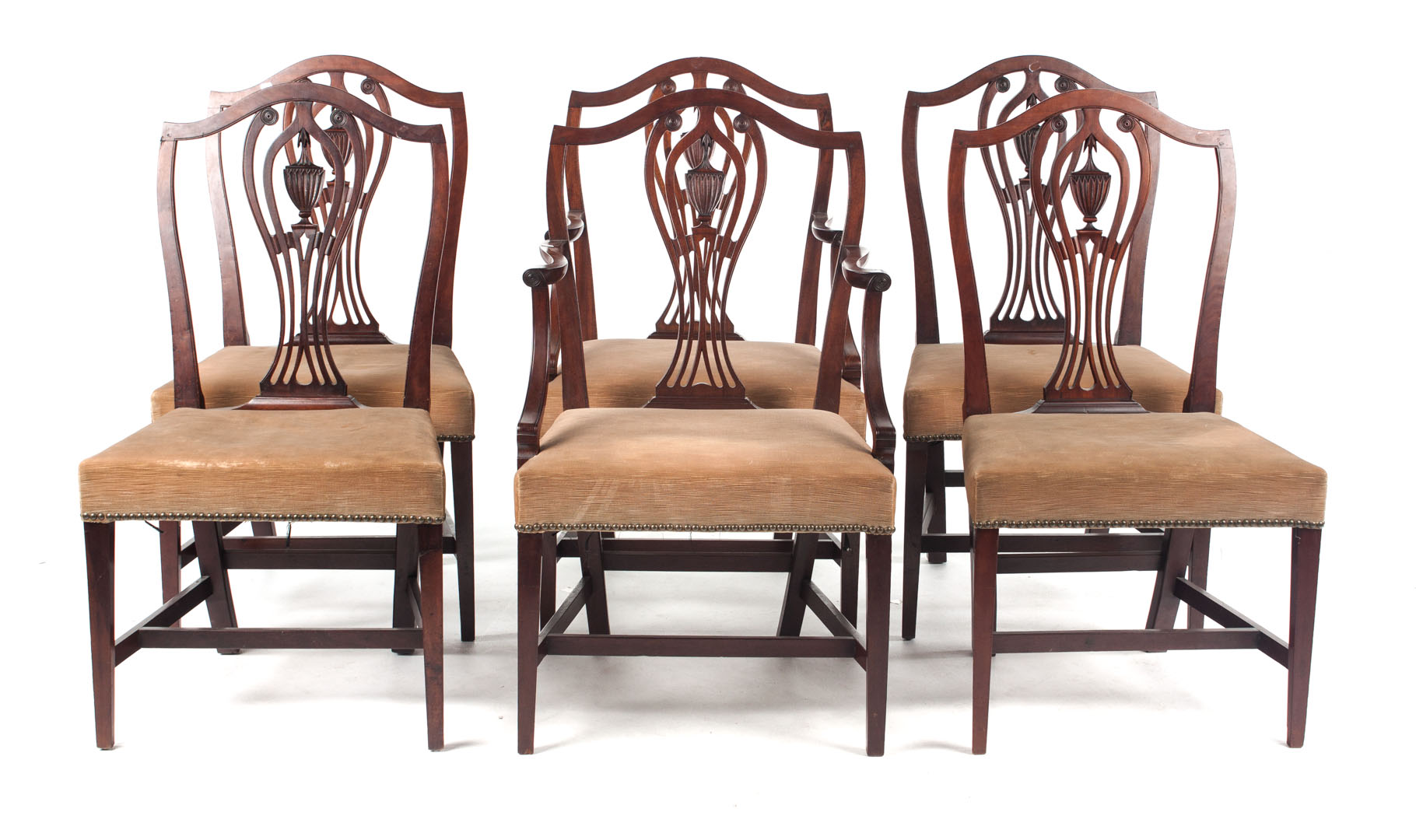 Appraisal: Six Federal cherrywood dining chairs Connecticut River Valley late th