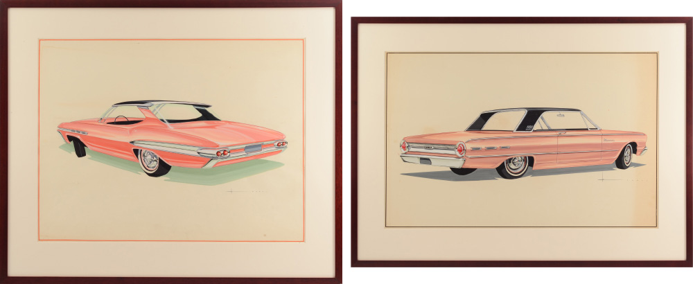 Appraisal: TWO ' S AUTOMOBILE ILLUSTRATIONS Two Automobiles Including a Chrysler