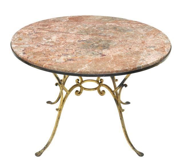 Appraisal: Continental round center table th c circular marble top gilt