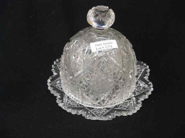 Appraisal: Hawkes Brilliant Period Cut Glass Butter Dish signed '' tall