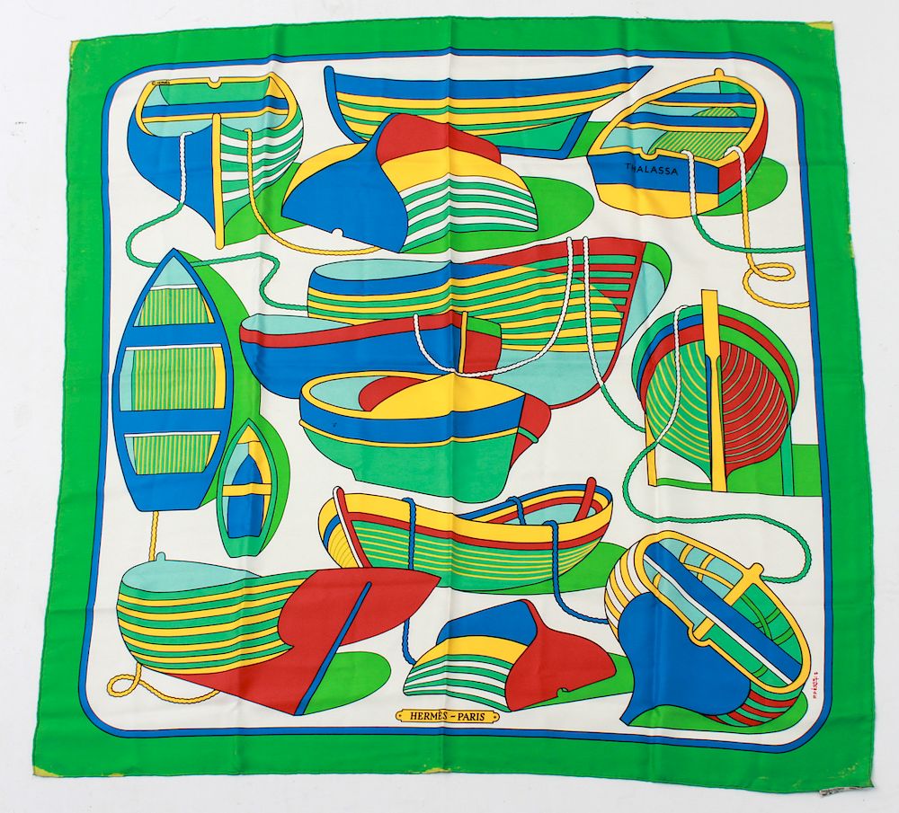 Appraisal: Hermes Thalassa Silk Scarf Hermes silk scarf Thalassa original design