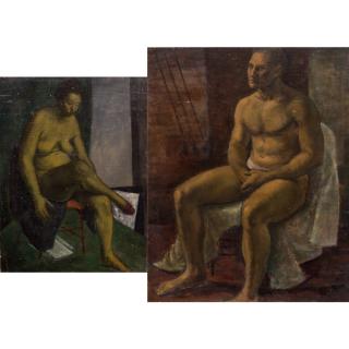 Appraisal: William Schock - Two Figural Studies Oil on masonite Signed