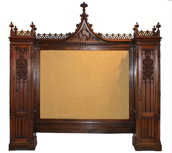 Appraisal: A Gothic style walnut headboard height in width in depth