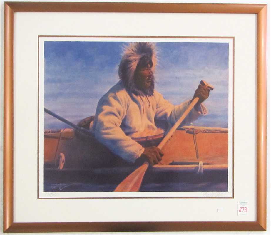 Appraisal: FRED MACHETANZ AMERICAN - LITHOGRAPH Kayak Man limited edition x