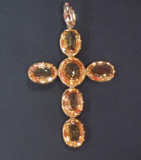 Appraisal: A LARGE CROSS PENDANT formed from six cushion-cut citrines -