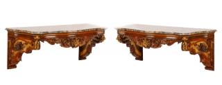 Appraisal: Pair Louis XV Style Walnut Granite Consoles Continental late th