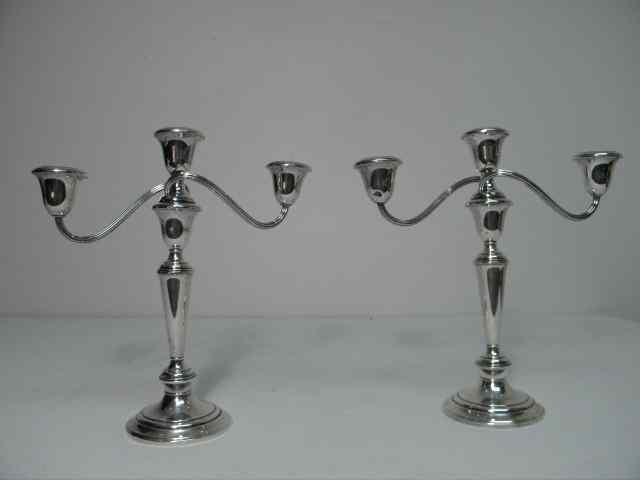 Appraisal: Pair of Gorham sterling silver weighted serpentine candelabras Each holds