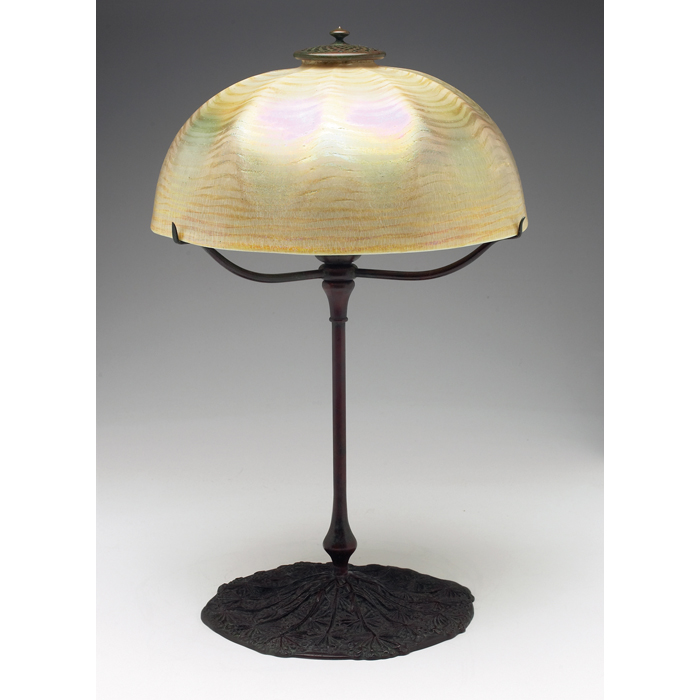 Appraisal: Unusual Tiffany Studios lamp bronze base with a Queen Anne's