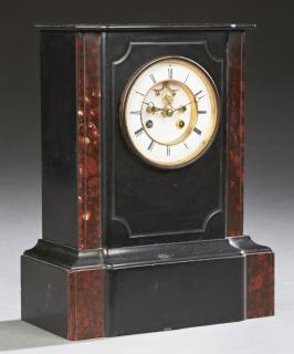 Appraisal: French Inlaid Marble Open Escapement Mantle Clock c by Samuel