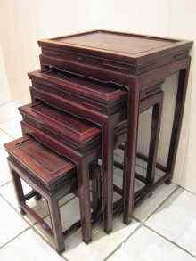 Appraisal: A set of four Chinese rosewood nesting tables x x