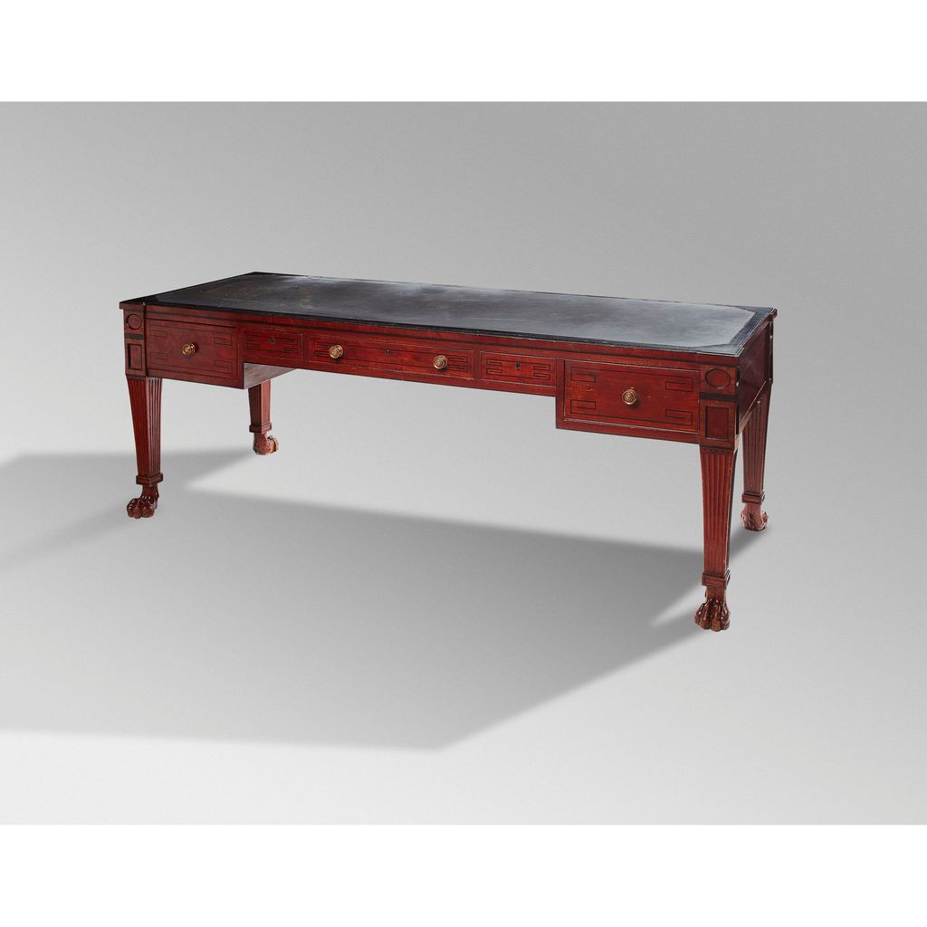 Appraisal: FINE REGENCY MAHOGANY AND EBONISED SLATE TOP WRITING TABLE CIRCA