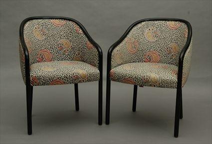 Appraisal: Pair of Modern Ebonized Upholstered Berg res x x in